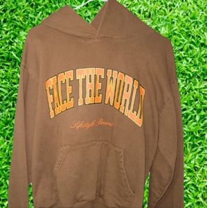 Face The World Vintage Hoodie-Toffee
